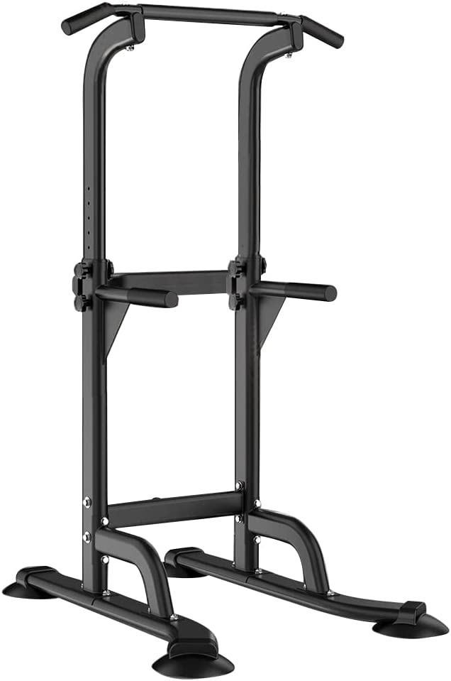 SogesHome Power Tower Pull Up Bar and Dip Station Adjustable Height Dip Stand Multi-Functional Strength Training Fitness Workout Station