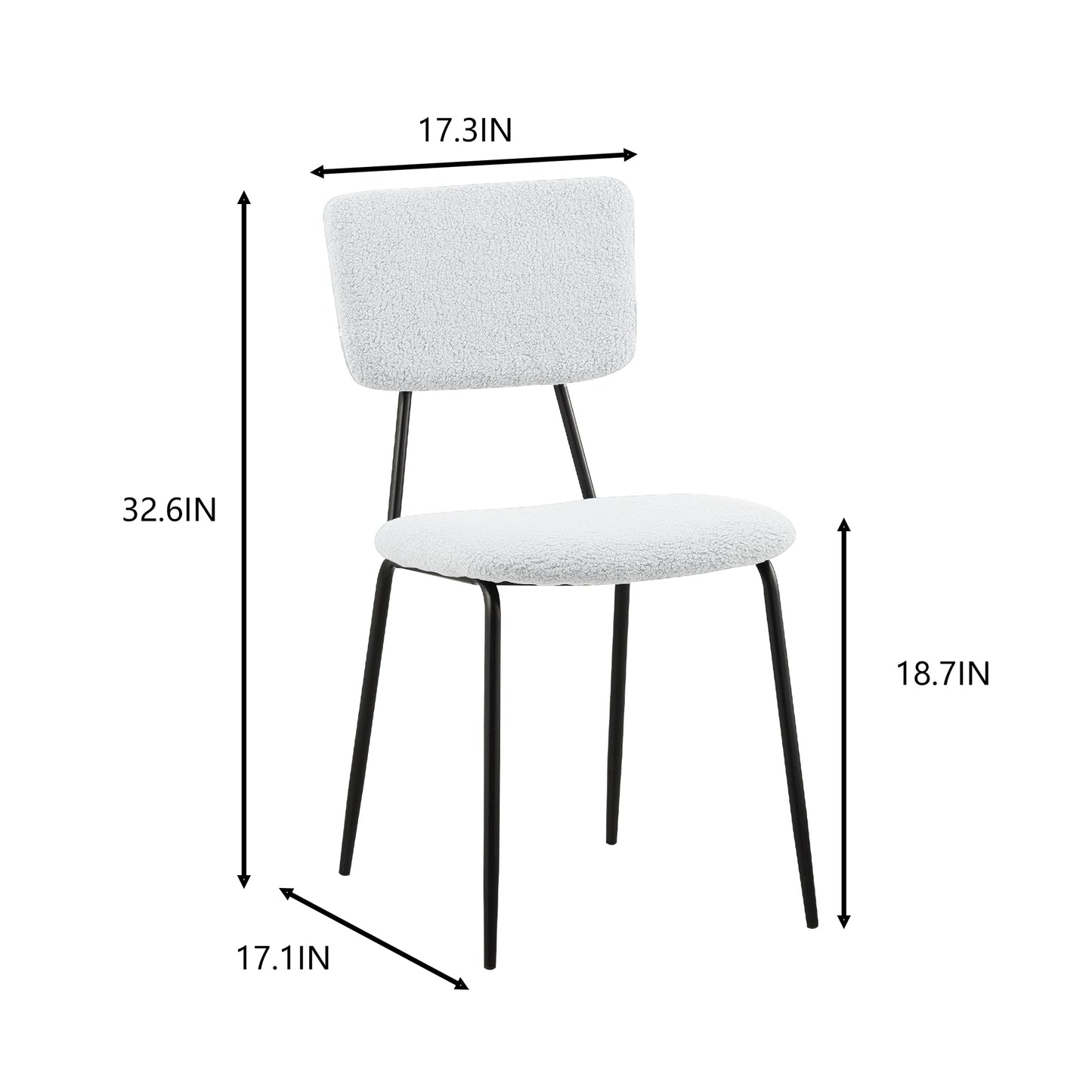 SogesPower Dining Chairs Set of 2, Modern Chairs with Faux Plush Upholstered Back and Chrome Legs, (2 White Chairs)
