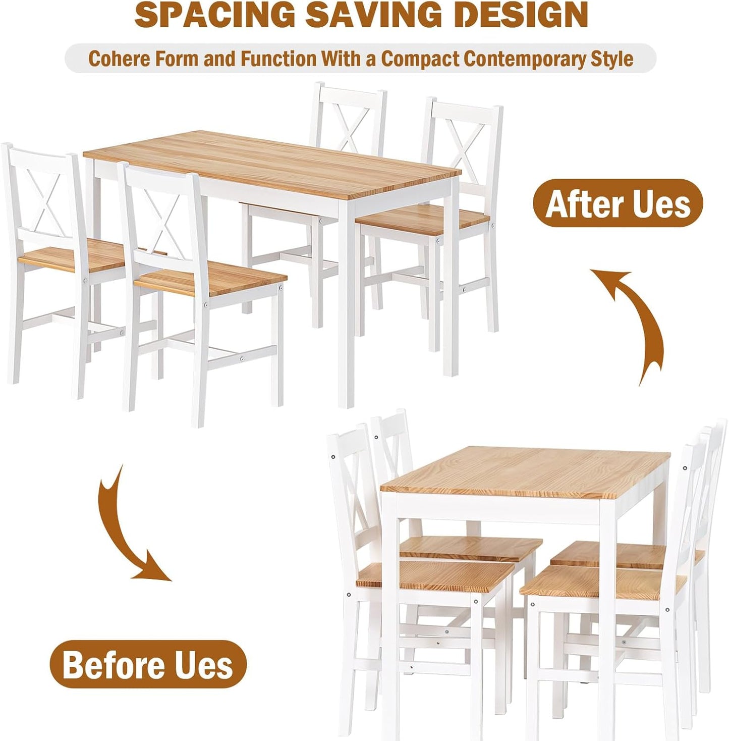 Dining Set Dining Room Furniture Set Dining Table with 4 Chairs Made of Wood Materials MDF Simple Design for Dining Room