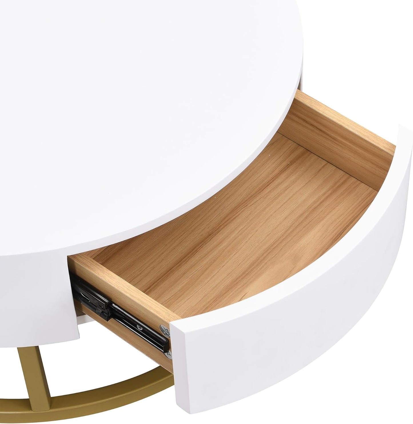 Set of 2 Round Coffee Table, Side Table, Coffee Table, Golden Nesting Table, Fold-Up Coffee Table Combination, Side Table with Two Drawers, 2-Piece Set