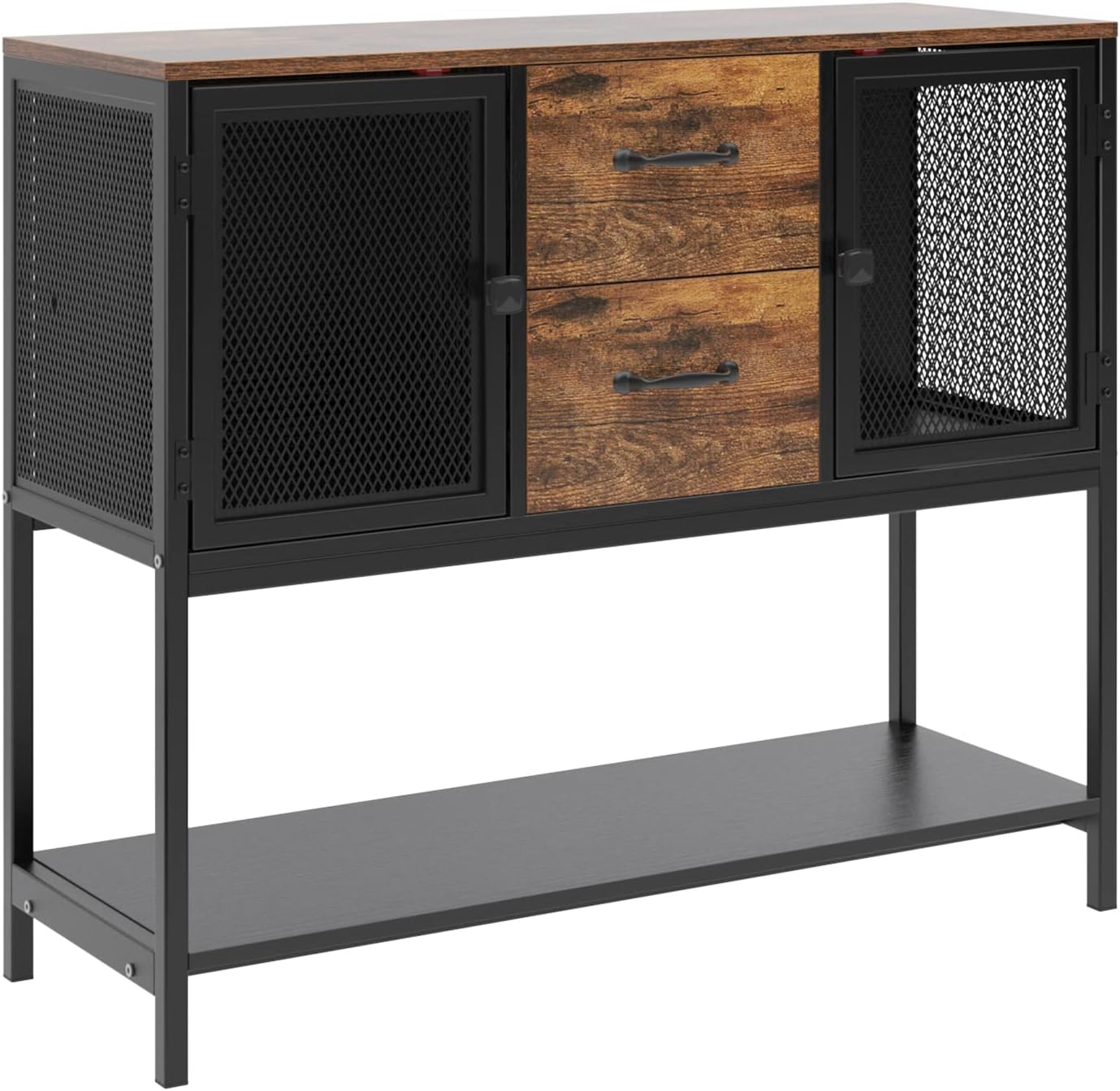 Buffets Kitchen Cabinet Side Cabinet Sideboard Console Table Storage Cabinet with 2 Metal Mesh Doors 2 Drawers