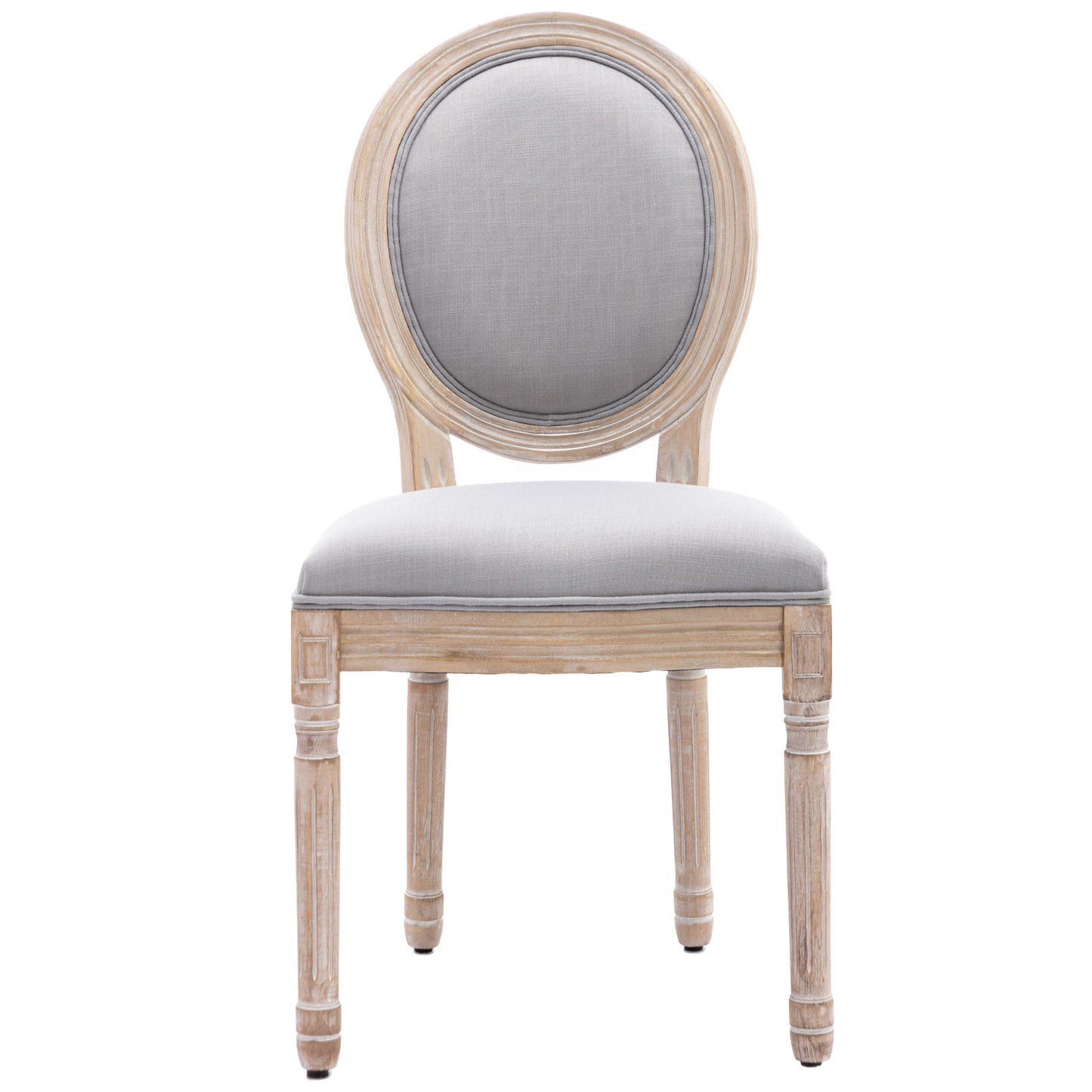 SogesPower Upholstered Fabrice French Dining Chair with rubber legs,Set of 2- Light Gray+Fabric