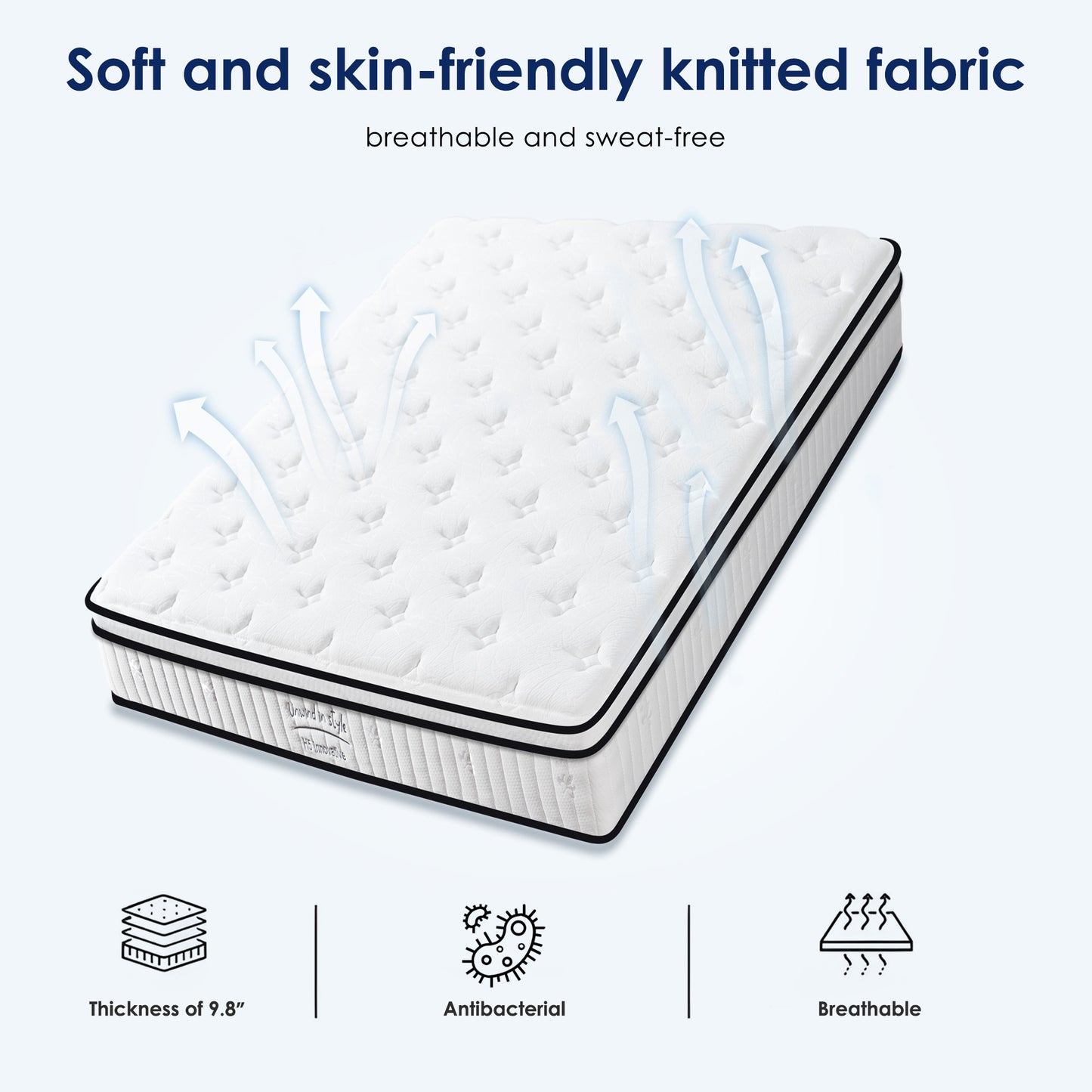 SogesPower 10inches Thickness Hybrid Mattress Gel Memory Foam- King, White