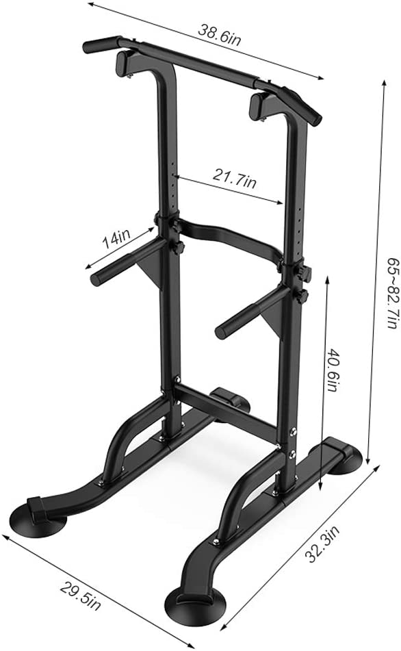 SogesHome Power Tower Pull Up Bar and Dip Station Adjustable Height Dip Stand Multi-Functional Strength Training Fitness Workout Station