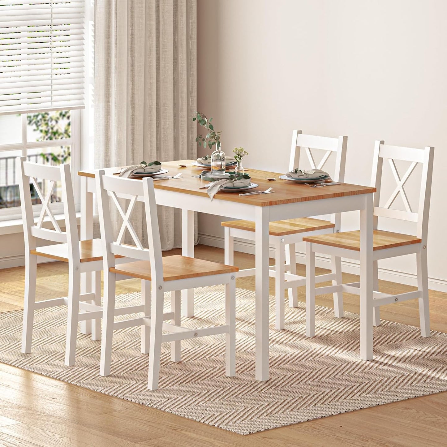 Dining Set Dining Room Furniture Set Dining Table with 4 Chairs Made of Wood Materials MDF Simple Design for Dining Room