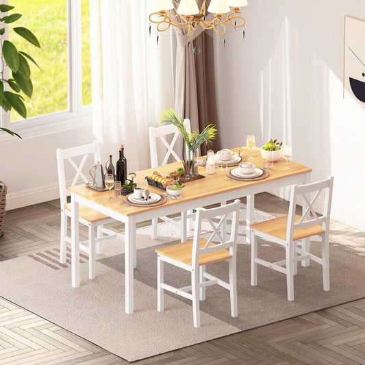 Dining Set Dining Room Furniture Set Dining Table with 4 Chairs Made of Wood Materials MDF Simple Design for Dining Room