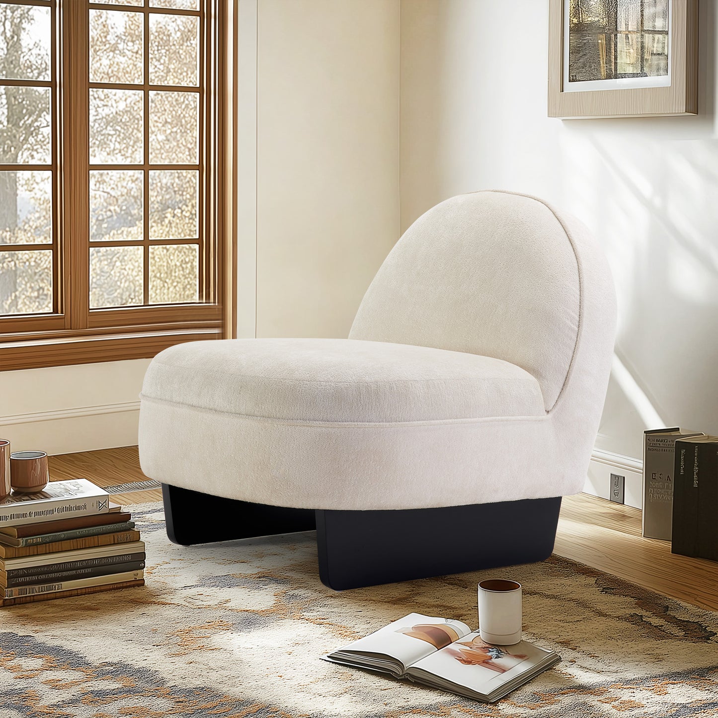 Pegah Modern Sherpa Slipper Chair