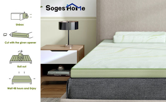 Aloe Vera Mattress, 2'' Memory Foam Mattress Topper, 30D Memory 1.2'' In White With 7 Zone/Egg Base Shape, With Pillow