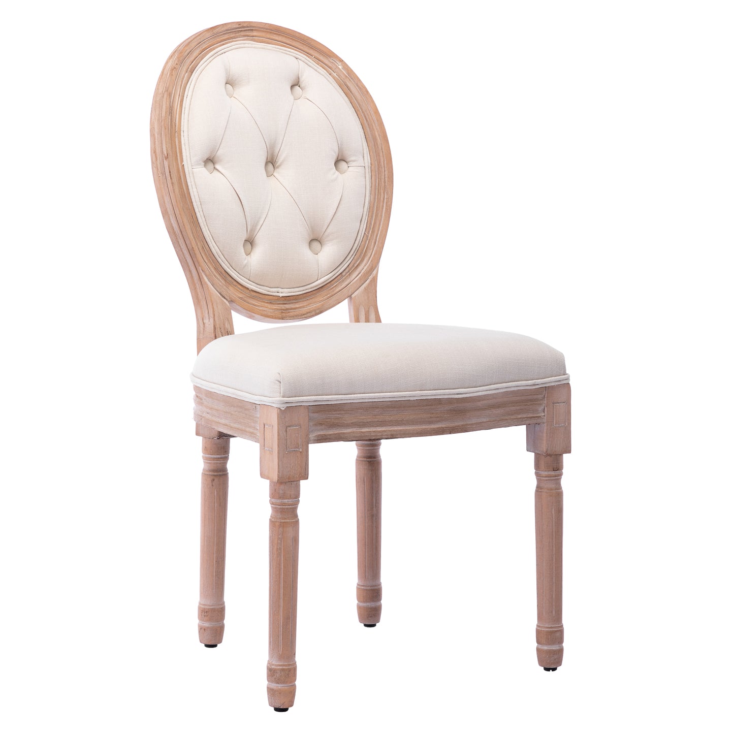 SogesPower Upholstered Fabrice French Dining Chair with rubber legs,Set of 2- Beige+Fabric