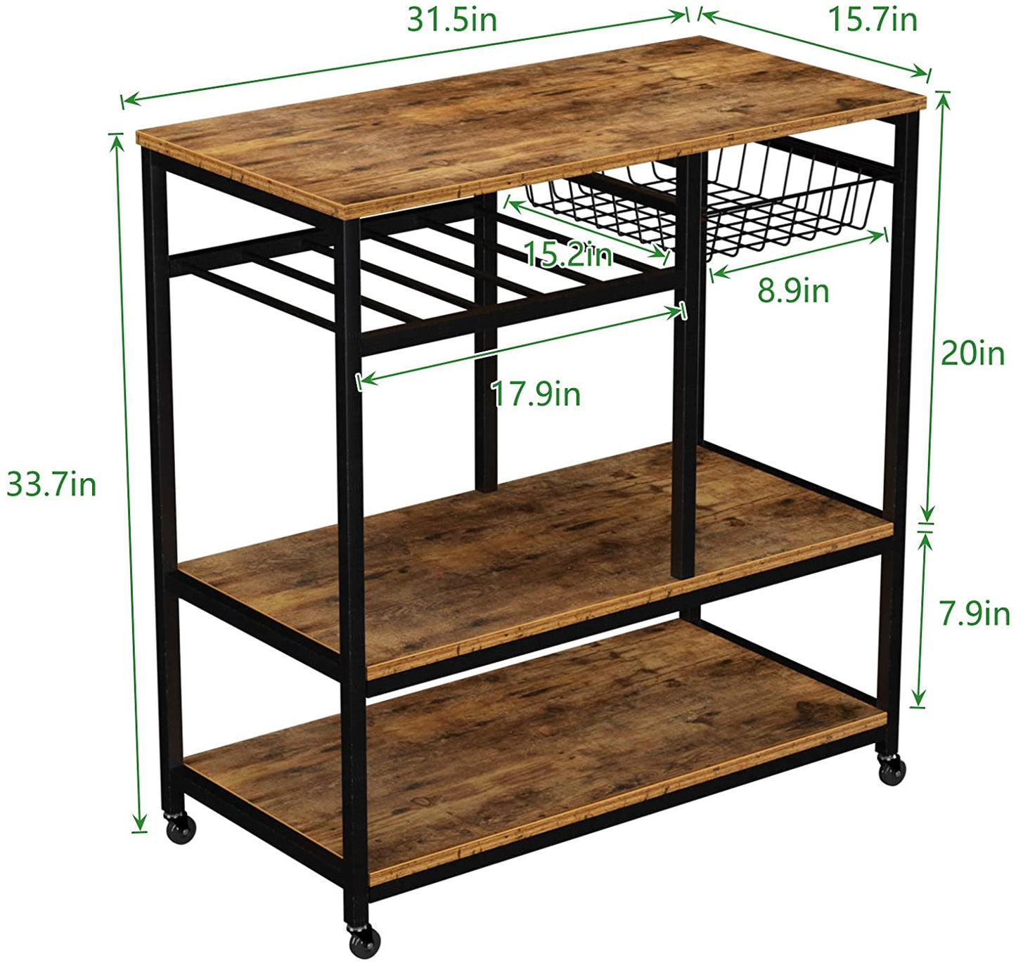 SogesPower Wood Kitchen Island Cart Unit, Rolling Kitchen Baker's Rack- Rustic Brown (4.3) 4.3 stars out of 18 reviews 18 reviews