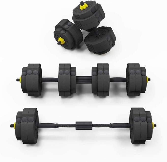 SogePower 55lb Dumbbells Set Adjustable Weight, with Connecting Rod for Home Gym- Black