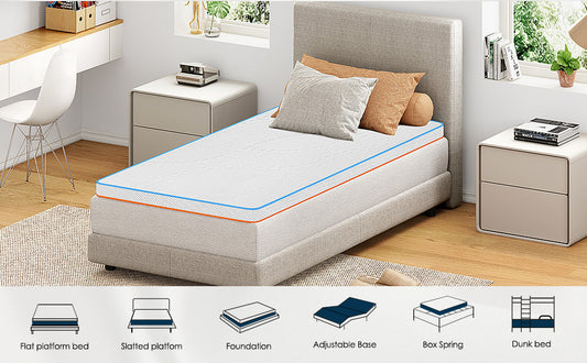 1.6 Inch Memory Foam Mattress With Multiple Size High Density Cooling Pad Pressure Relief Bed Topper