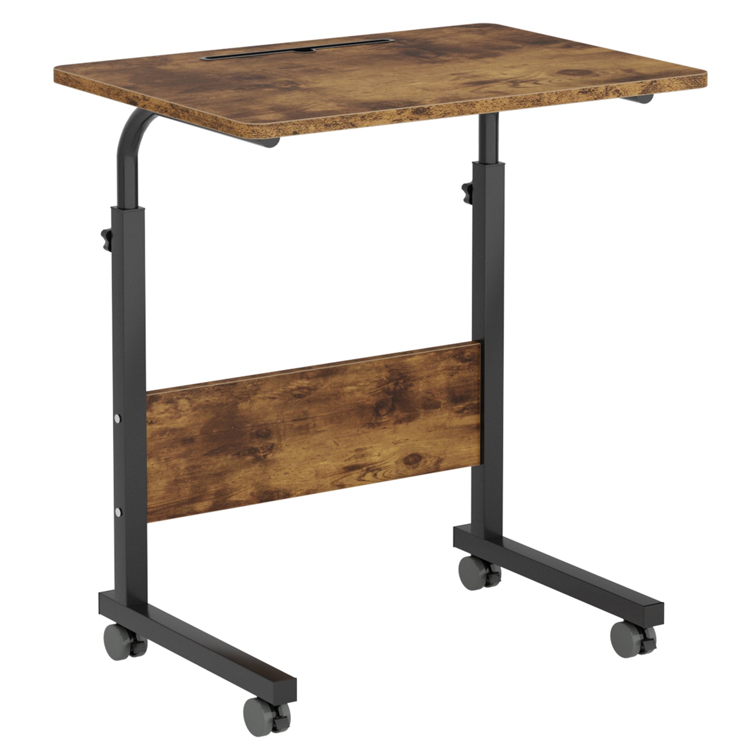 SogesPower Standing Computer Desk with Wheels, Removable Side Desk with Adjustable Height- Walnut
