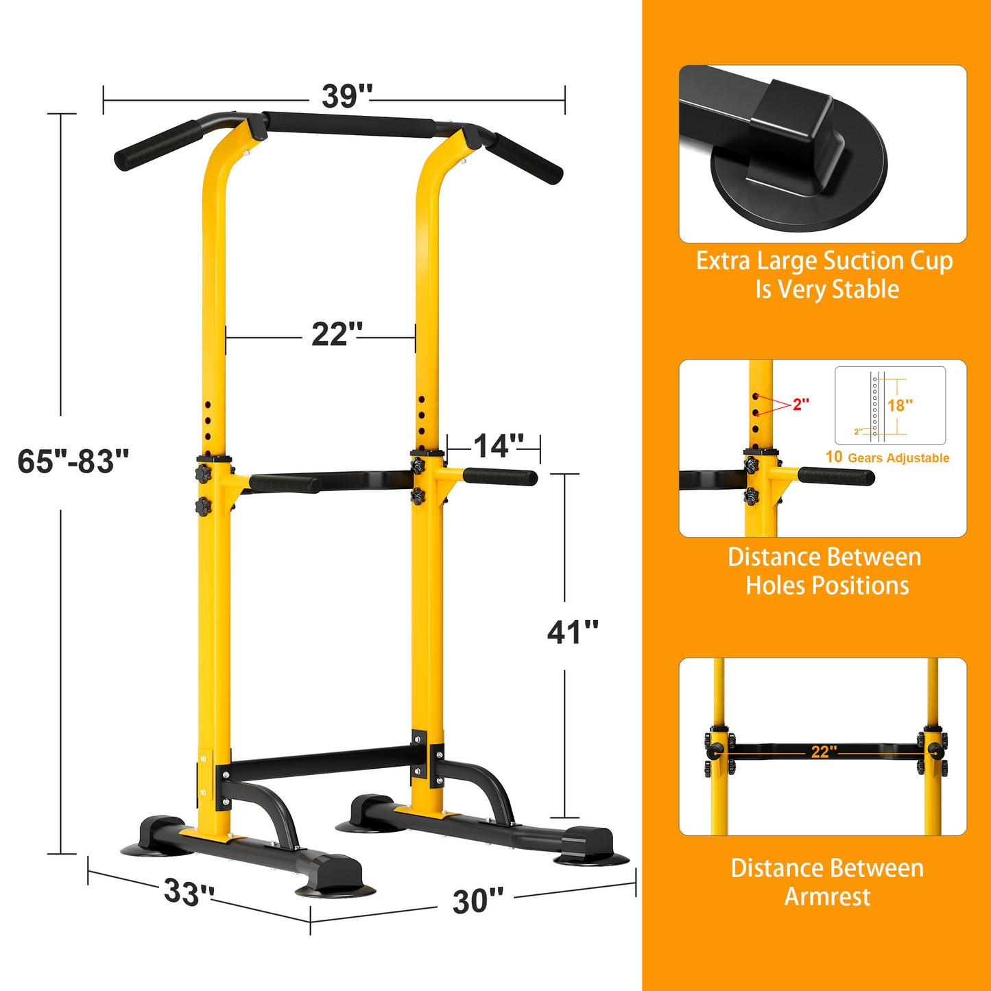 SogesPower Adjustable 82.7"H Pull up Bar Power Tower Multifunctional Fitness Station for Home