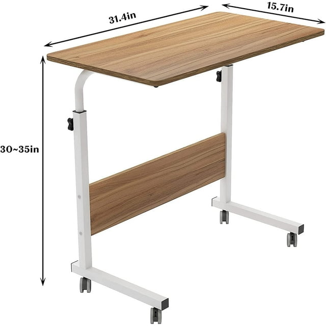 Soges Adjustable Movable Laptop Computer Desk for Bed Sofa,Writing Table, Side Table,Oak 31.5"