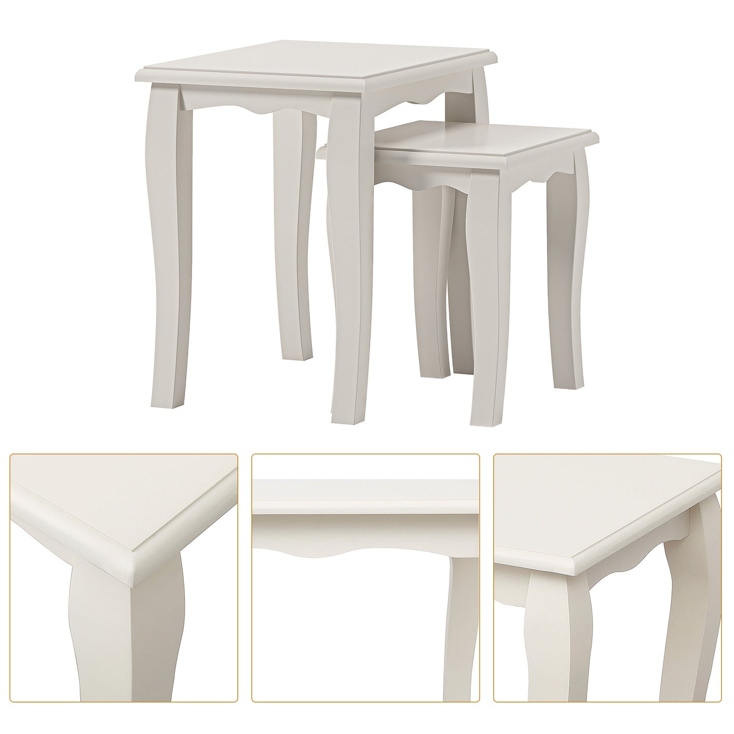 Bedside Table Side Table, Simple Coffee Table for Living Room, Coffee Table Stool Combination, White