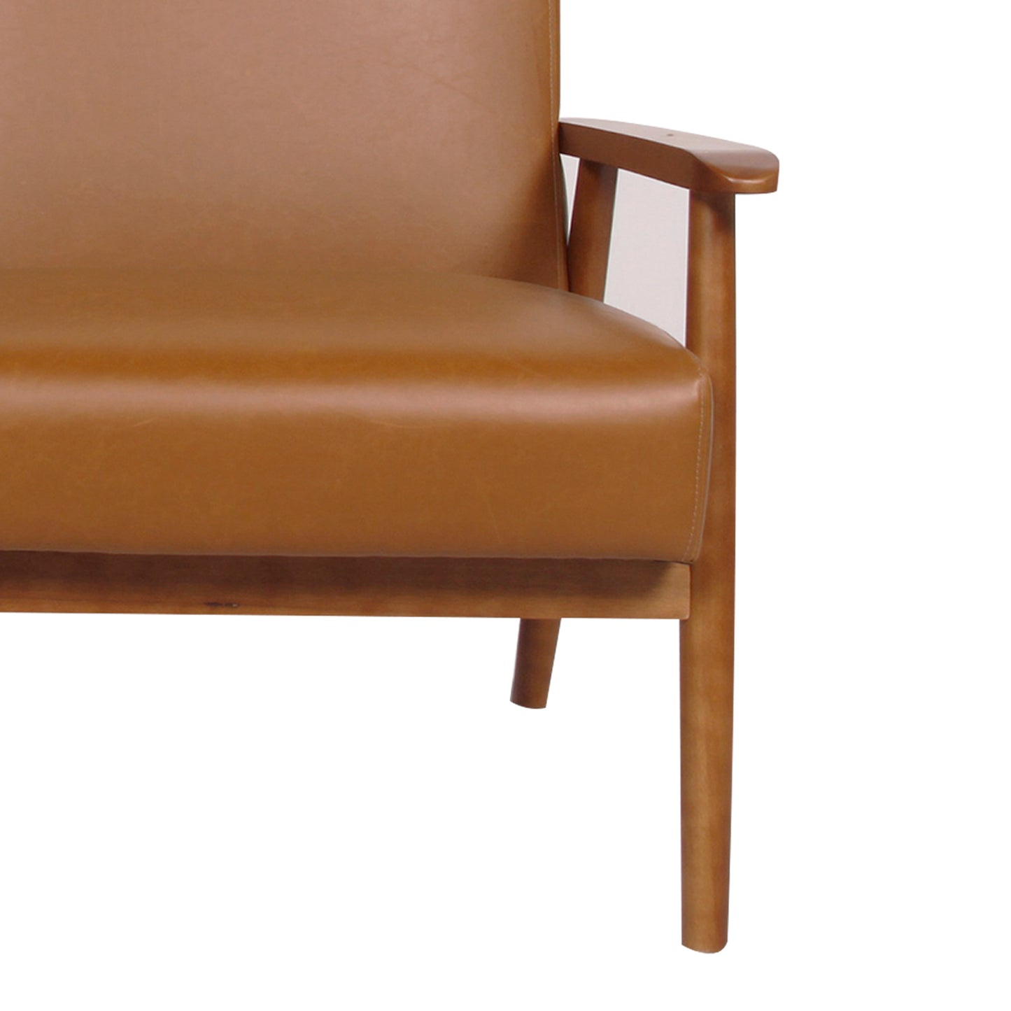 SogesPower Accent Chairs Armchair with Leather- Brown