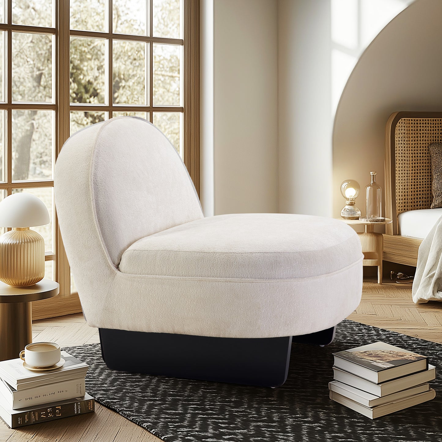 Pegah Modern Sherpa Slipper Chair