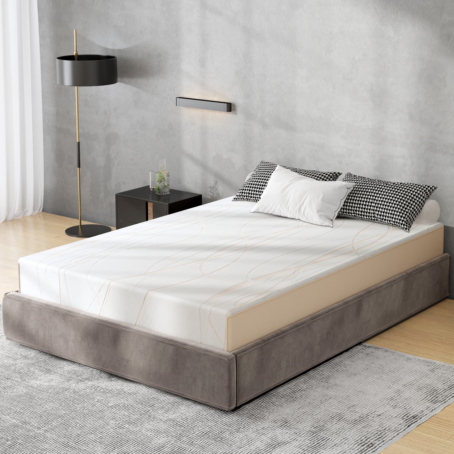 Bamboo 3 Zone Mattress, 10''Thickness Mattress for Cool Night & Pressure Relief, 7 Layers Of High Quality Materials, Plush Feel with Motion Isolating, Multiple Size.