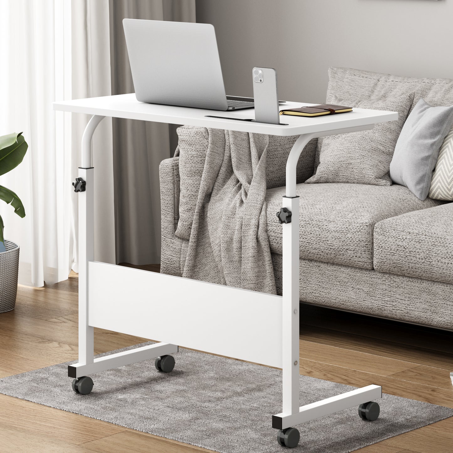 SogesPower Removable Side Desk, Sit-Stand Desk with Adjustable Height, Card Slot