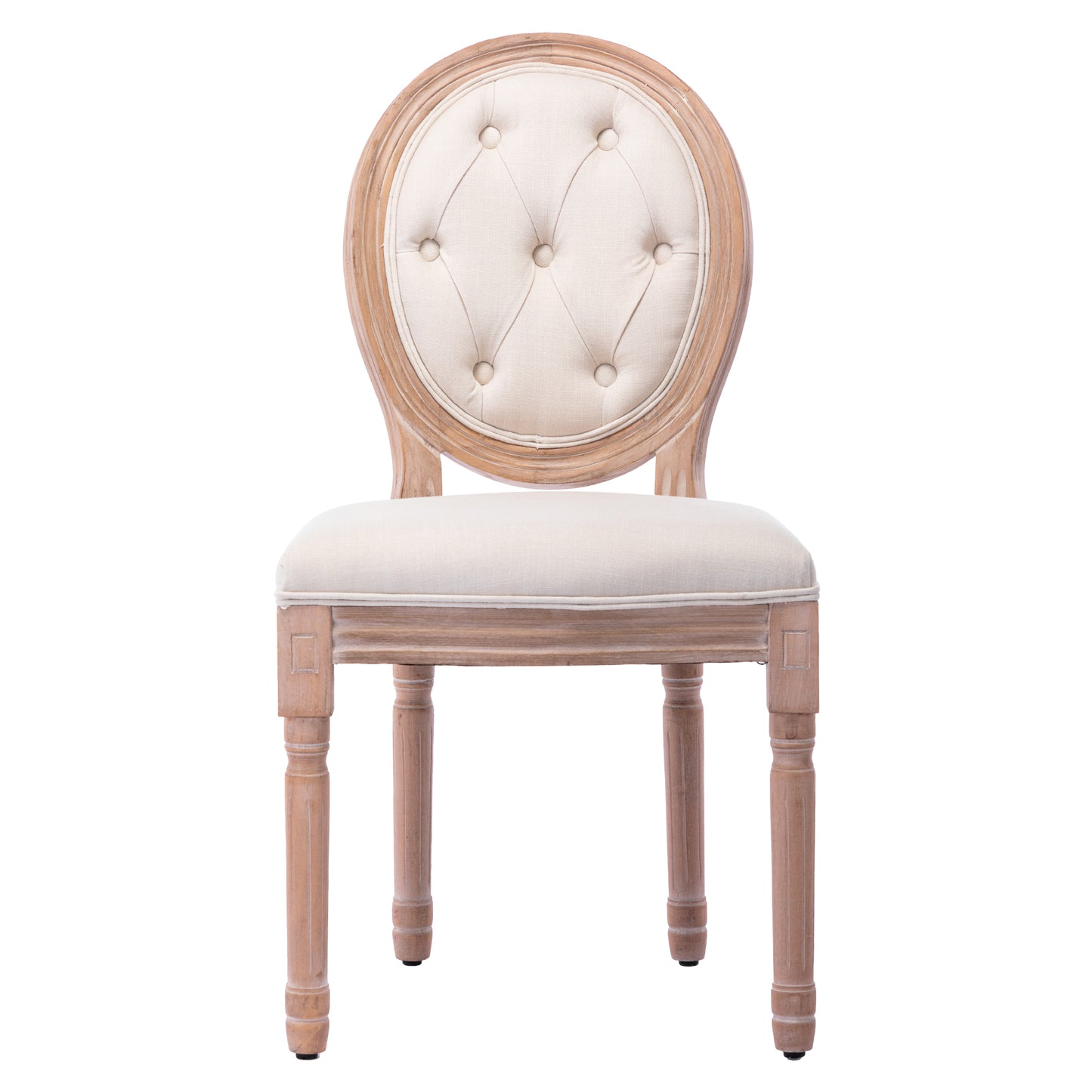 SogesPower Upholstered Fabrice French Dining Chair with rubber legs,Set of 2- Beige+Fabric